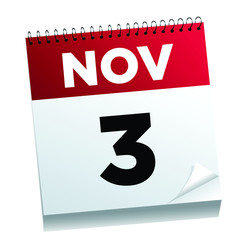November 3rd on a calendar page - illustrated.