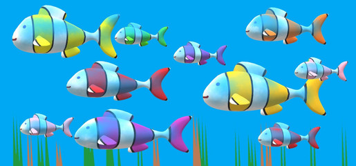 Fototapeta na wymiar coloures fishes