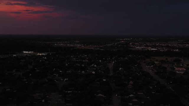 Residential neighborhood at dusk, Bryan, Texas, USA