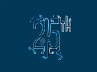 25th Years Anniversary Celebration  vector illustration.