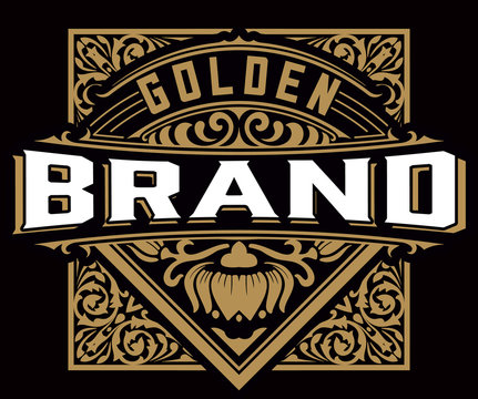 Vintage label with floral elements
