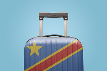Baggage with Democratic Republic of the Congo flag print tourism and vacation concept.