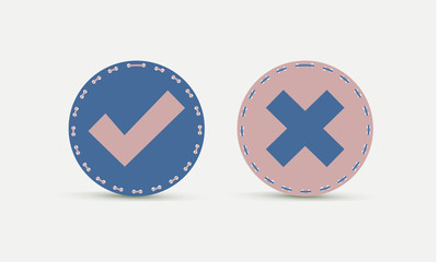 Two cross and check mark icons vector illustration.