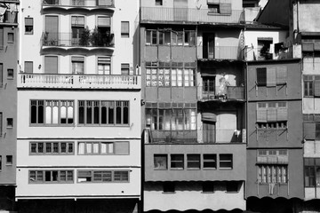 Spain - Girona. Black and white vintage style.
