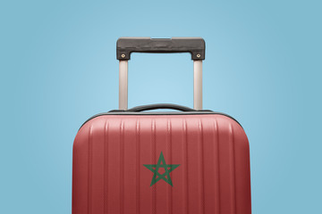 Baggage with Morocco flag print tourism and vacation concept.