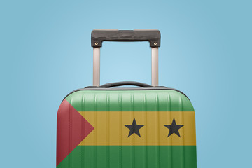 Baggage with Sao Tome and Principe flag print tourism and vacation concept.