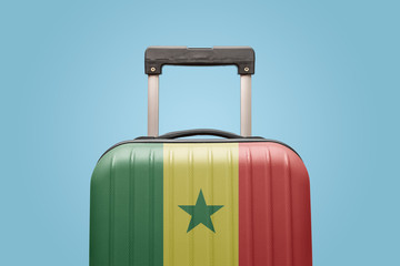 Baggage with Senegal flag print tourism and vacation concept.