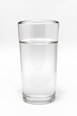 glass cup of pure water on a white background