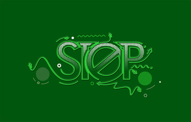 Stop Calligraphic line art Text shopping poster vector illustration Design.