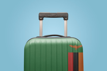 Baggage with Zambia flag print tourism and vacation concept.