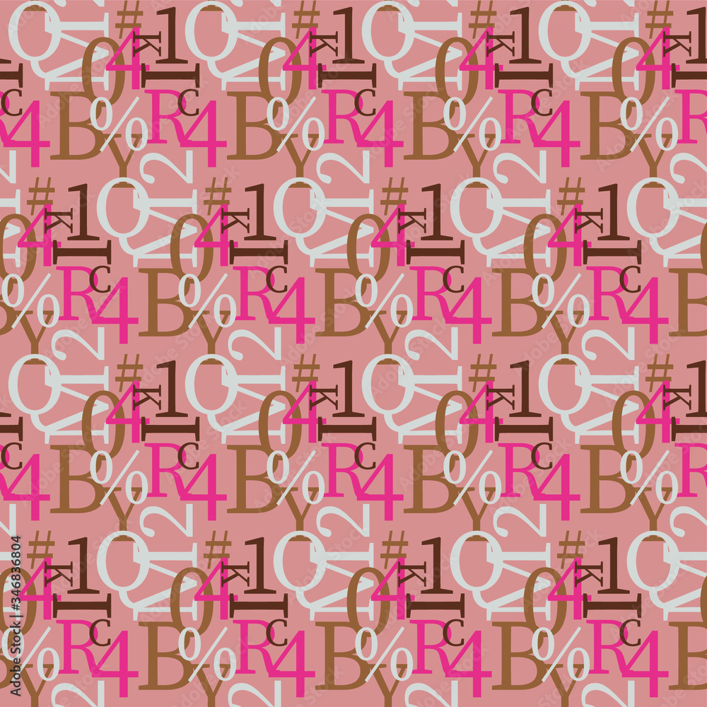 Fototapete set of vector seamless patterns. latin alphabet, numbers, math symbols.