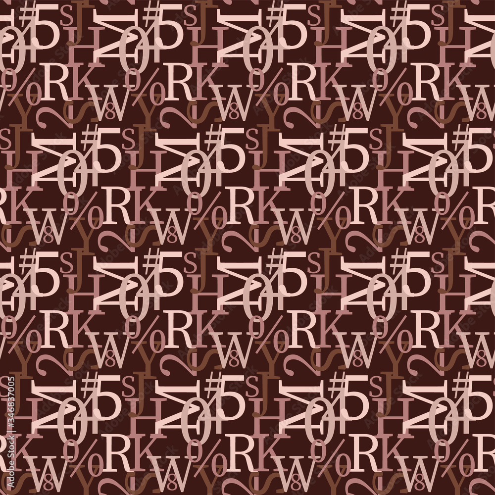 Fototapete set of vector seamless patterns. latin alphabet, numbers, math symbols.