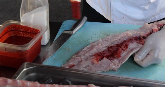 pescado A la talla sazonado