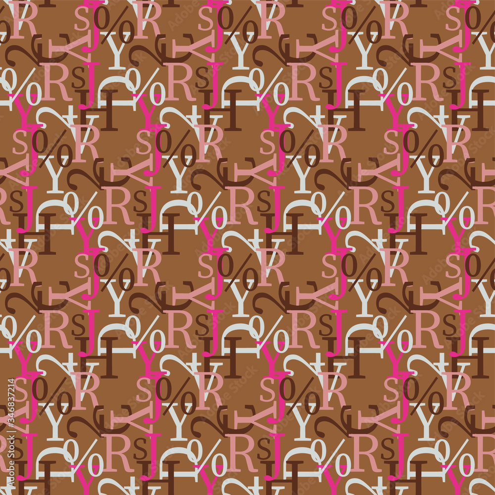 Poster set of vector seamless patterns. latin alphabet, numbers, math symbols.