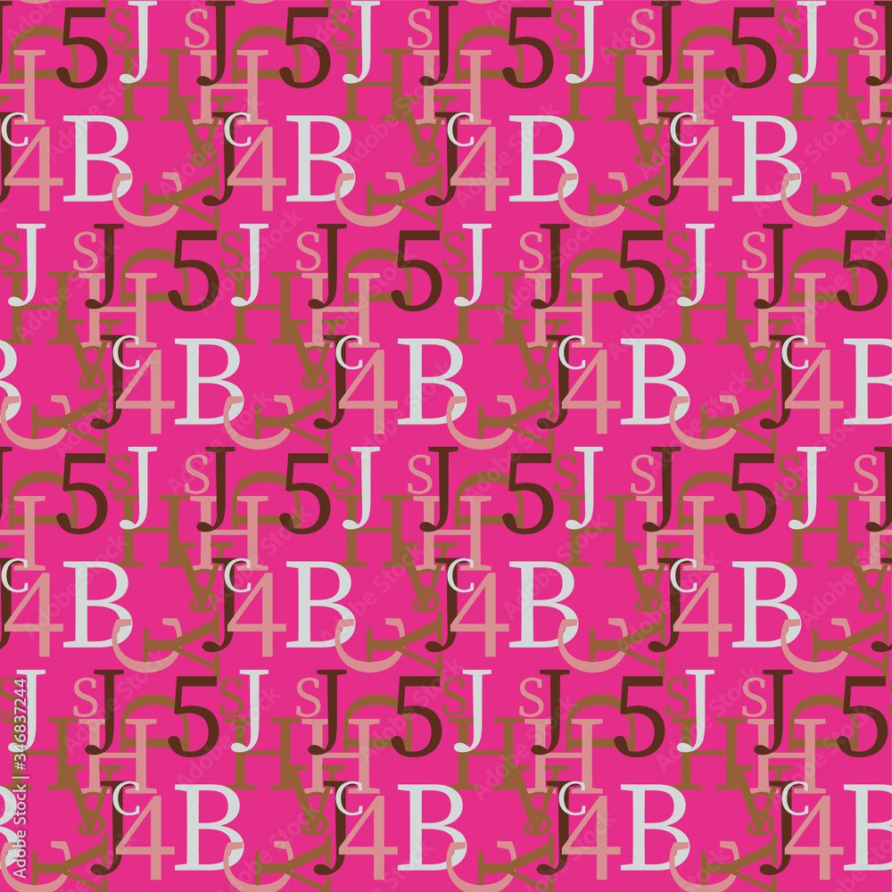 Fototapete set of vector seamless patterns. latin alphabet, numbers, math symbols.