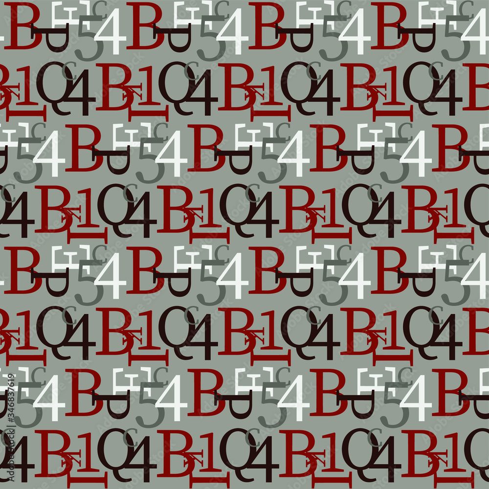 Fototapete set of vector seamless patterns. latin alphabet, numbers, math symbols.