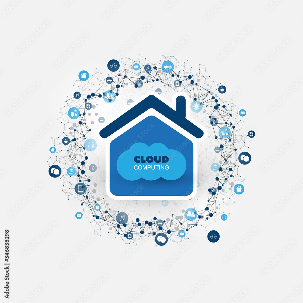 Poster cloud computing technology design concept with icons - digital network connections, internet service