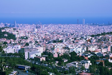 Obraz premium Barcelona skyline. Retro color filtered style.
