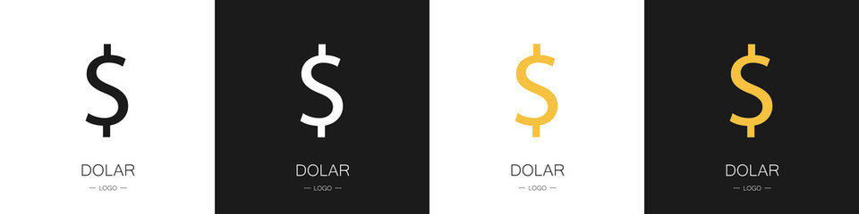 Set of money logos. Dolar icons. Collection. Modern style vector illustration.
