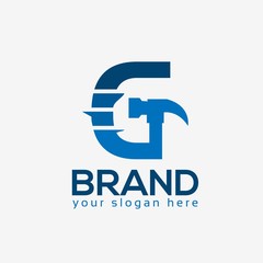 Letter G Hammer Logo. Flat design. Vector Illustration on white background