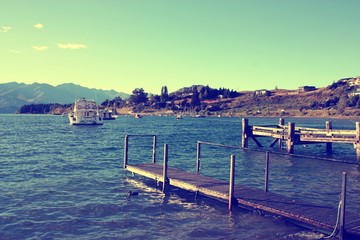 New Zealand nature - Lake Wanaka. Vintage filtered colors style.