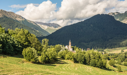 Fototapeta na wymiar Fiemme Valley (Val di Fiemme) in Trentino Alto Adige, Trento Province. Summer landscape