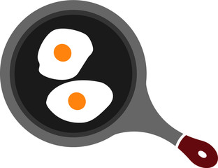 sunny side up eggs in frying pan vector icon color. breakfast icon