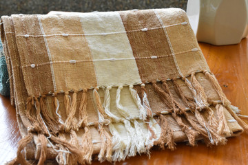 Tableclothes pattern with blurred background, the patterns of them are made off cotton in Nan province, Thailand, Lai Nam Lhai.