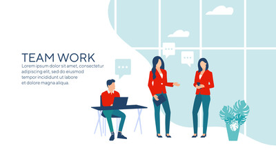 
Teamwork concept. Young people in the office