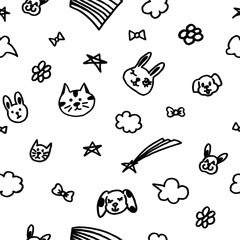 animal doodling on a white background
