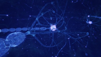 3d illustration brain neurons with synapses and axons