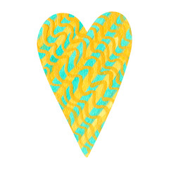 Watercolor of hand-drawn  heart isolated on white. Stylish stock illustration for Valentine's Day and other romantic events in a graphic style.