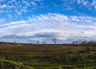 Panorama of the outskirts of the city of Ivanovo with the Sukhovka microdistrict and the village of Yasyunikha.