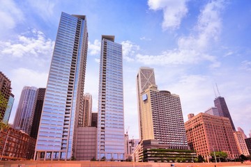 Obraz premium Chicago. American city modern architecture. Filtered style.