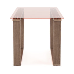 Garden, outdoor furniture isolated on white background. Wooden coffee table. Clipping path included. 3D rendering.