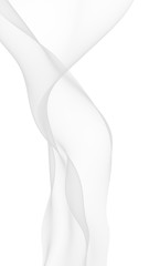 White abstract background. Fluttering white scarf. Waving on wind white fubric. 3D illustration