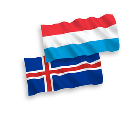 Flags of Iceland and Luxembourg on a white background