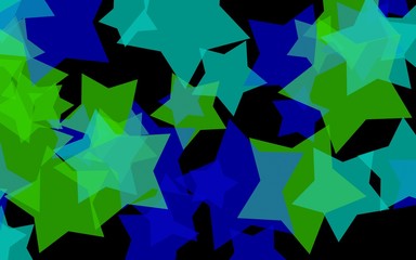 Obraz premium Multicolored translucent stars on a dark background. Orange tones. 3D illustration
