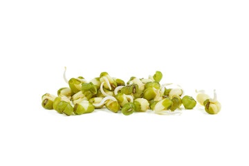 Germinated seeds of mung bean isolated on a white background