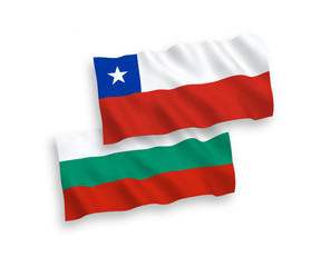 Flags of Chile and Bulgaria on a white background