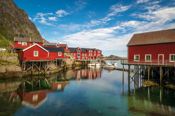 I tradizionali rorbuer di Å, Isole Lofoten, Lofoten Norvegia - obrazy, fototapety, plakaty
