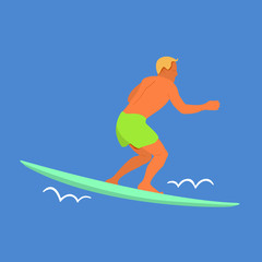 People are extreme sport and lifestyle. Surfing. Vector illustration.