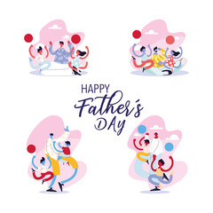 set of cards of the happy fathers day