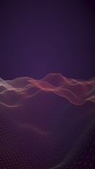 Abstract landscape background. Cyberspace purple grid. hi tech network. 3D illustration