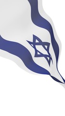 The flag of Israel. State symbol of the State of Israel. A blue Star of David between two horizontal blue stripes on a white field. 3d illustration