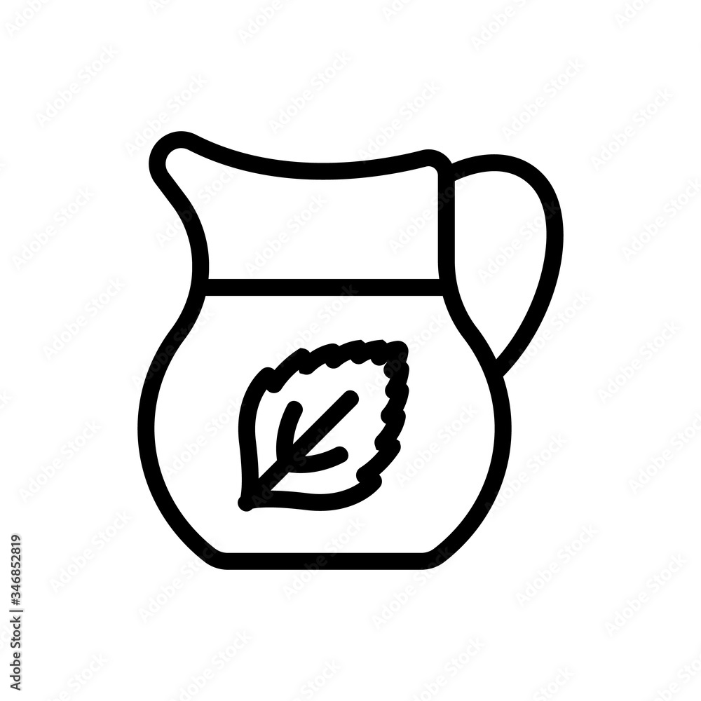 Aufkleber mint refreshing drink in jug icon vector. mint refreshing drink in jug sign. isolated contour symbol
