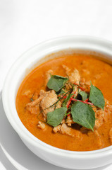 thai spicy panang pork curry with coconut milk