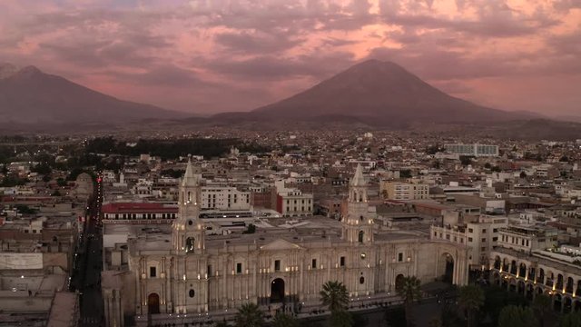 Drone shot of the city of Arequipa 