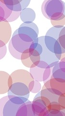 Multicolored translucent circles on a white background. Pink tones. 3D illustration