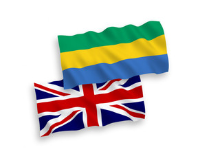 Flags of Great Britain and Gabon on a white background